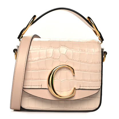 Chloe Calfskin Crocodile Embossed Mini C Double Carry Cement Pink 1 of 9