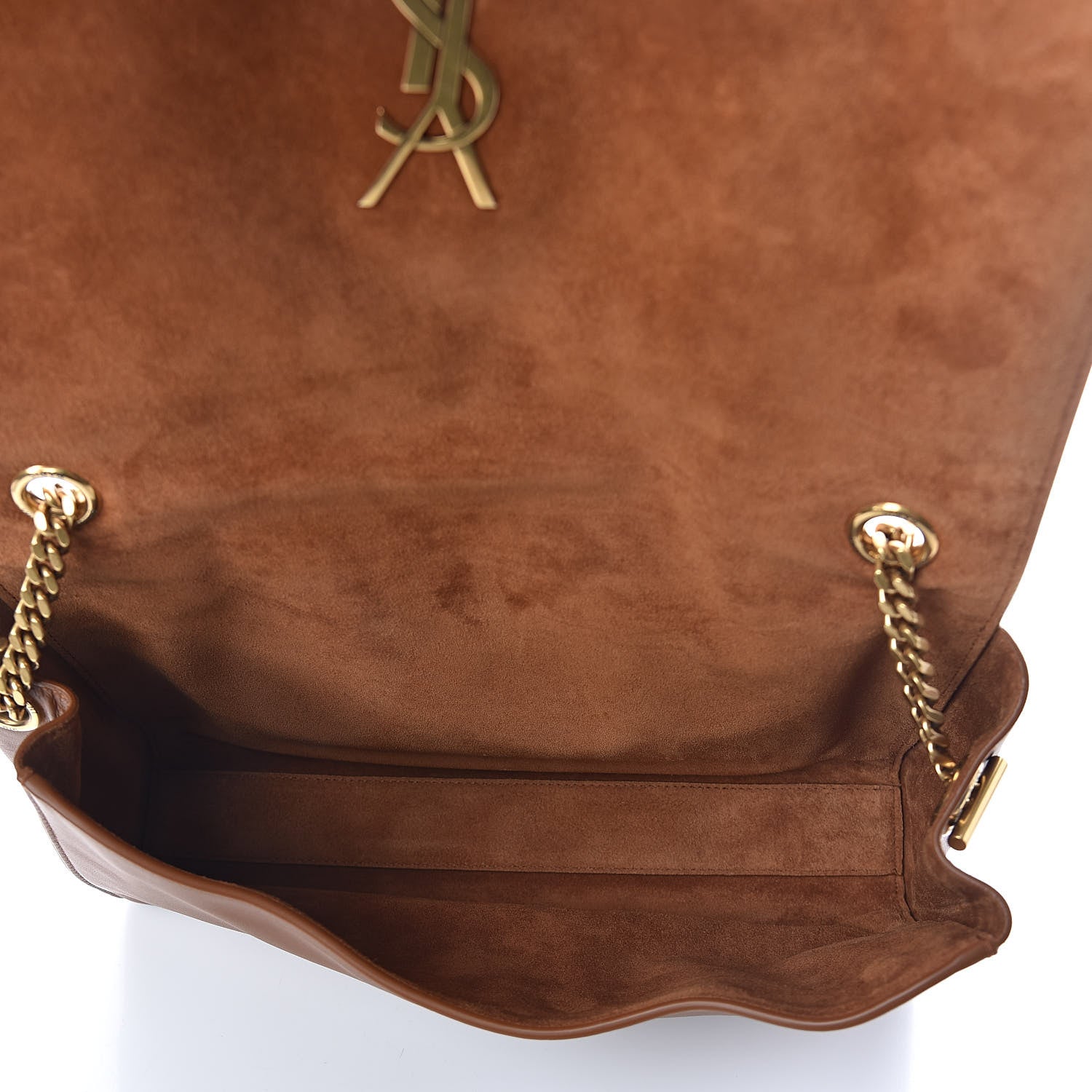Saint Laurent Smooth Calfskin Suede Medium Reversible Monogram Kate Satchel Light Ochre 9 of 14