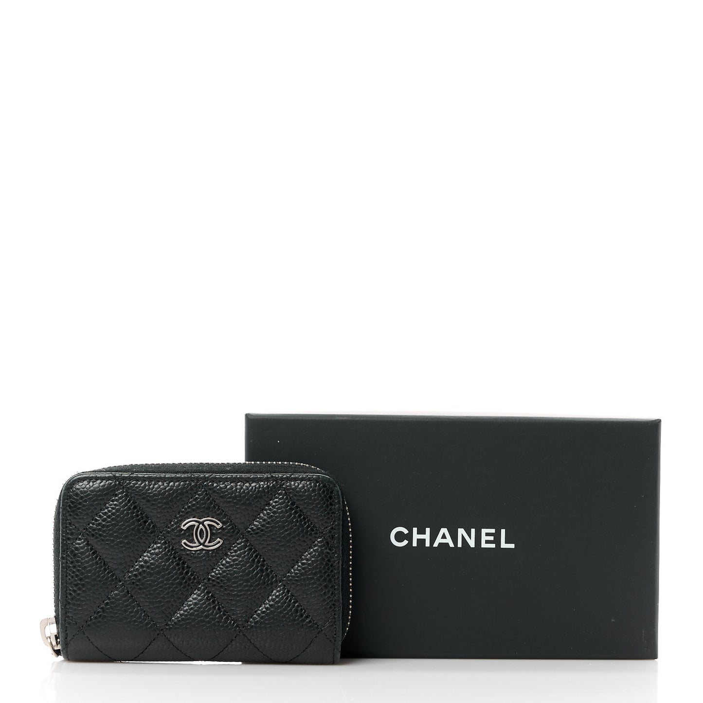 Caviar Quilted Zip Coin Purse Black