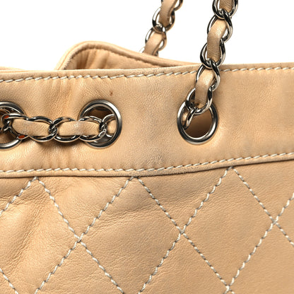 Chanel Lambskin Quilted Shopping Tote Beige 11 of 12