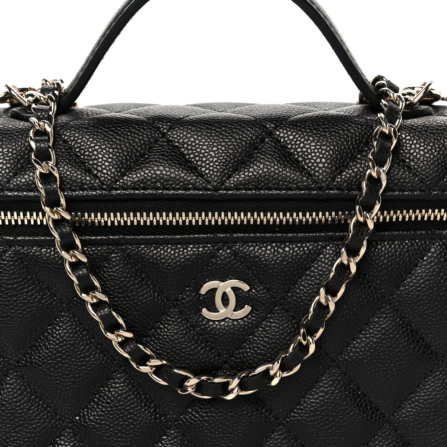 Chanel Caviar Quilted Top Handle Slim Vanity With Chain Black 8 of 11