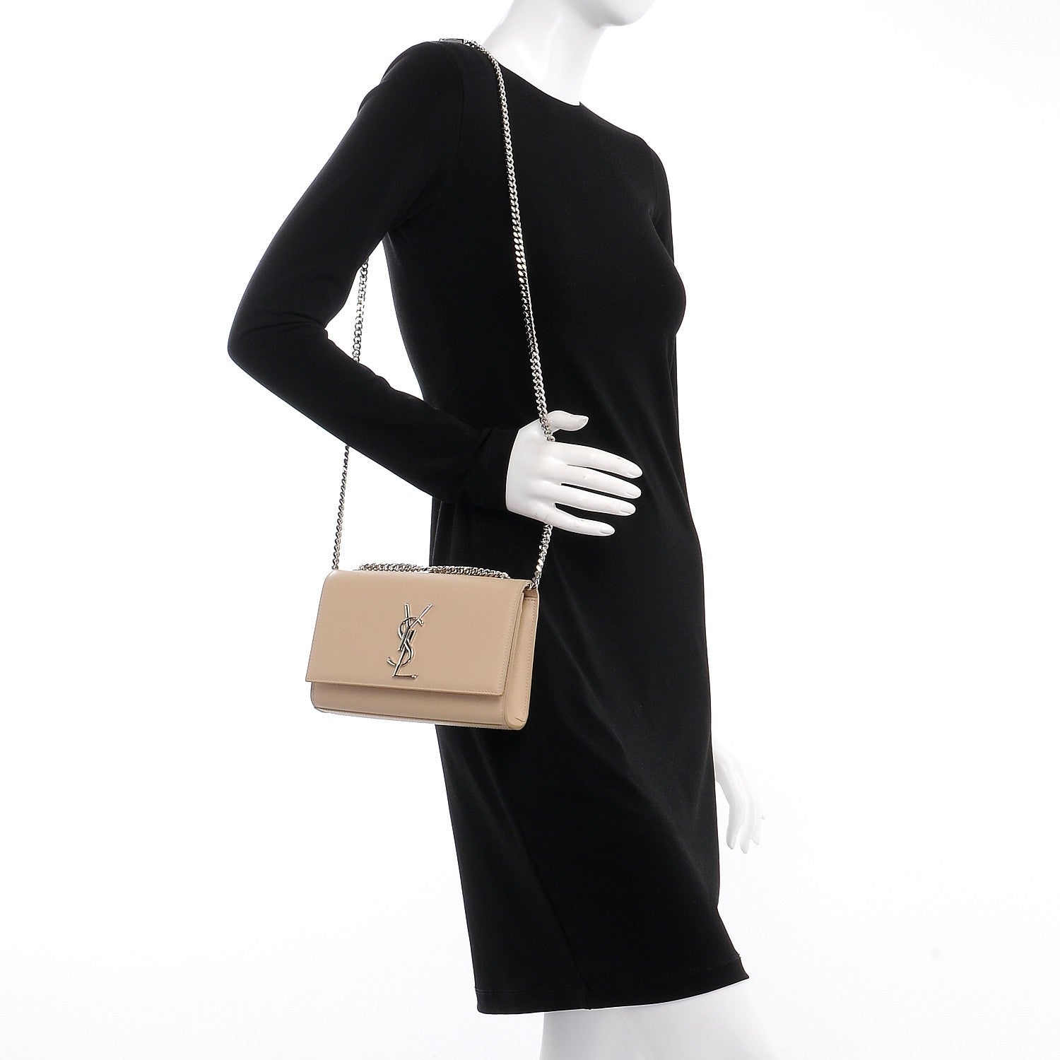Saint Laurent Grain De Poudre Small Monogram Kate Satchel Nude Powder 2 of 8