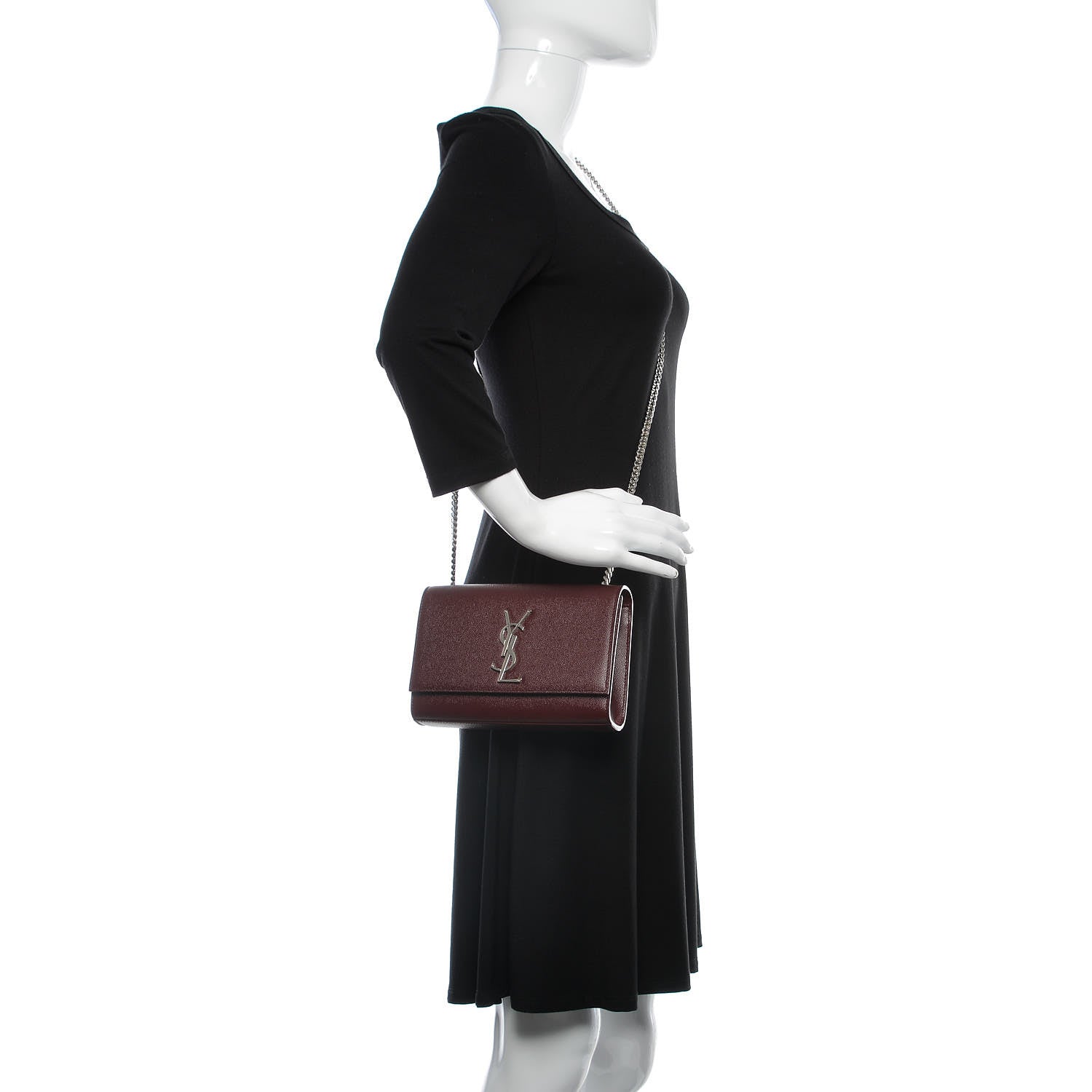 Saint Laurent Grain De Poudre Small Monogram Kate Satchel Oxblood 2 of 9