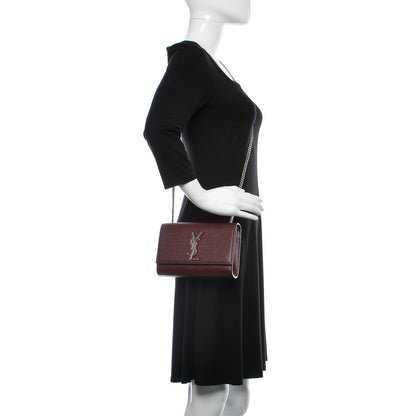 Saint Laurent Grain De Poudre Small Monogram Kate Satchel Oxblood 2 of 9