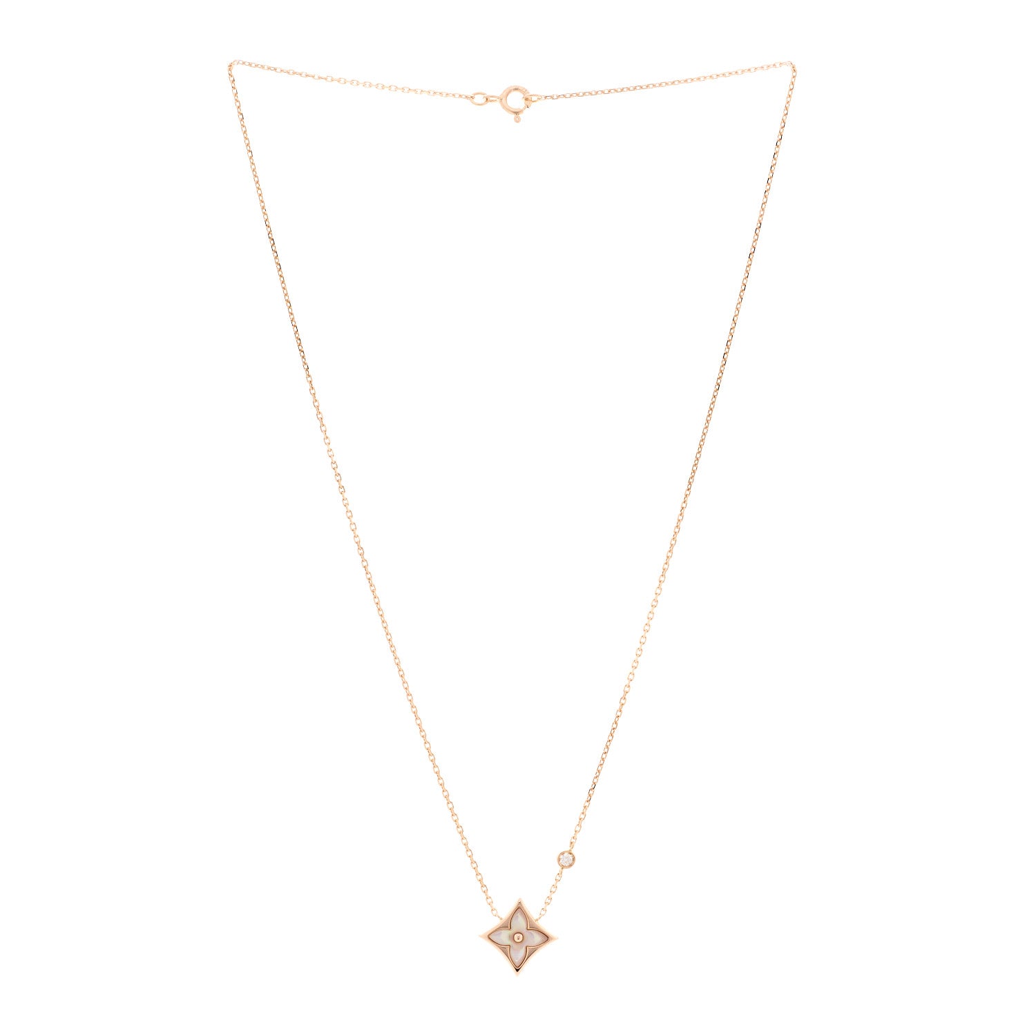 Louis Vuitton 18K Pink Gold Diamond Pink Mother of Pearl Color Blossom BB Star Pendant Necklace 3 of 5