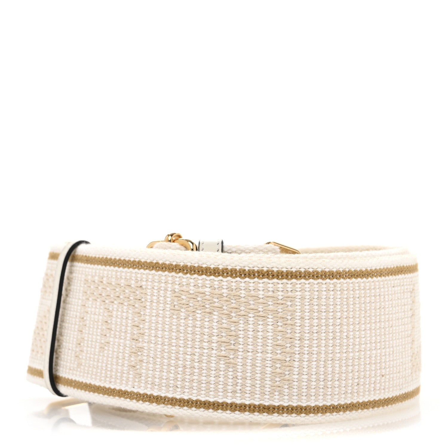 Fendi Cannete Ribbon Poly Vitello Century Logo Adjustable Strap You White Garza Ecru 2 of 7