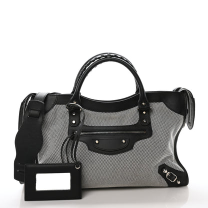Balenciaga Calfskin Twill Classic Hardware Perforated City Black White 3 of 11