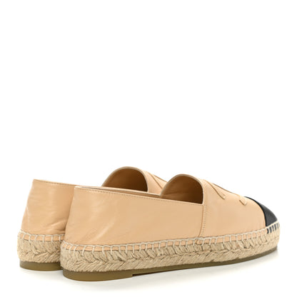 Chanel Lambskin CC Espadrilles 38 Beige Black 4 of 9