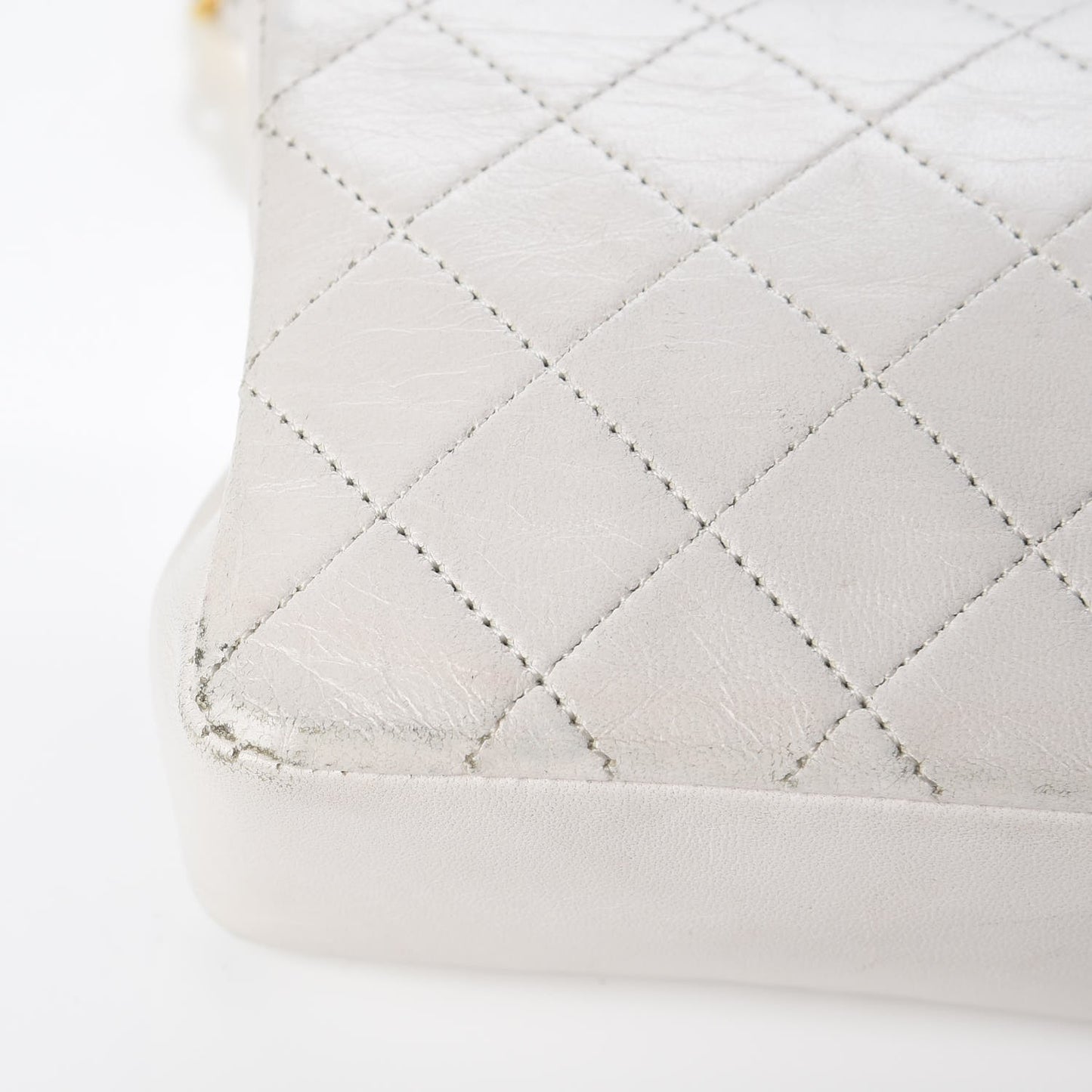 Lambskin Quilted Extra Mini Flap White