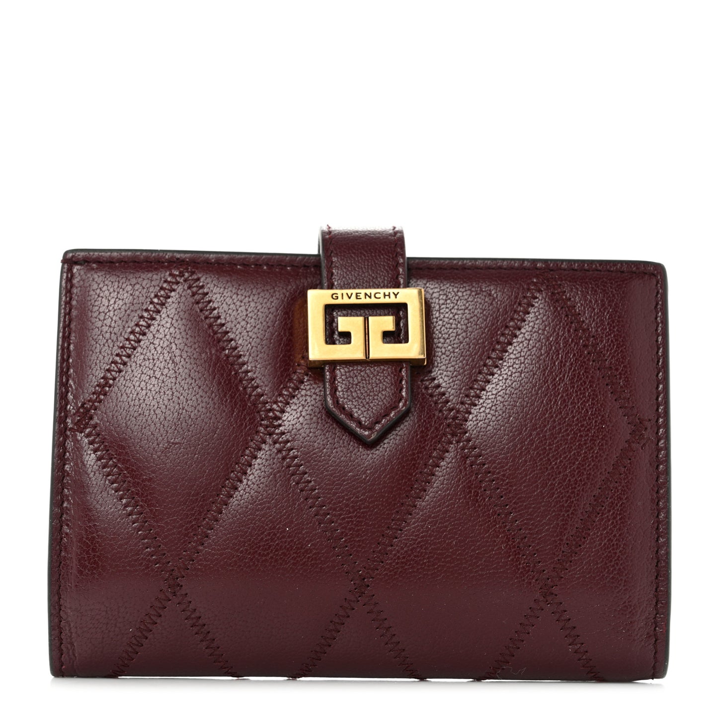 Goatskin Diamond Quilted GV3 Medium Wallet Aubergine