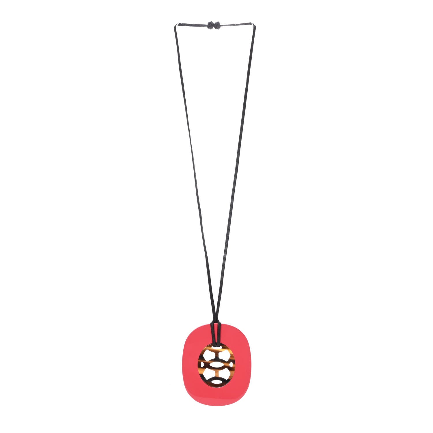 Hermes Buffalo Horn Lacquer Lift Necklace Rose Bubble Gum 3 of 6
