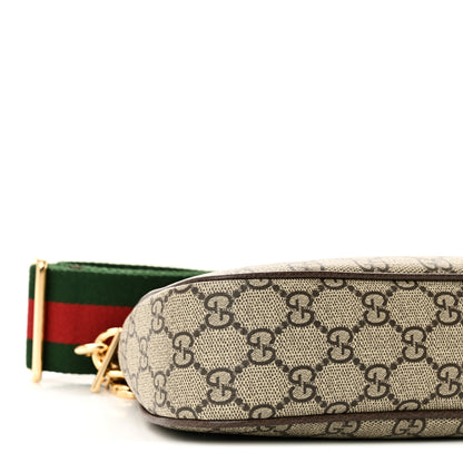 Gucci GG Supreme Monogram Textured Dollar Calfskin Web Small Ophidia GG Handbag Beige Ebony New Acero 9 of 11