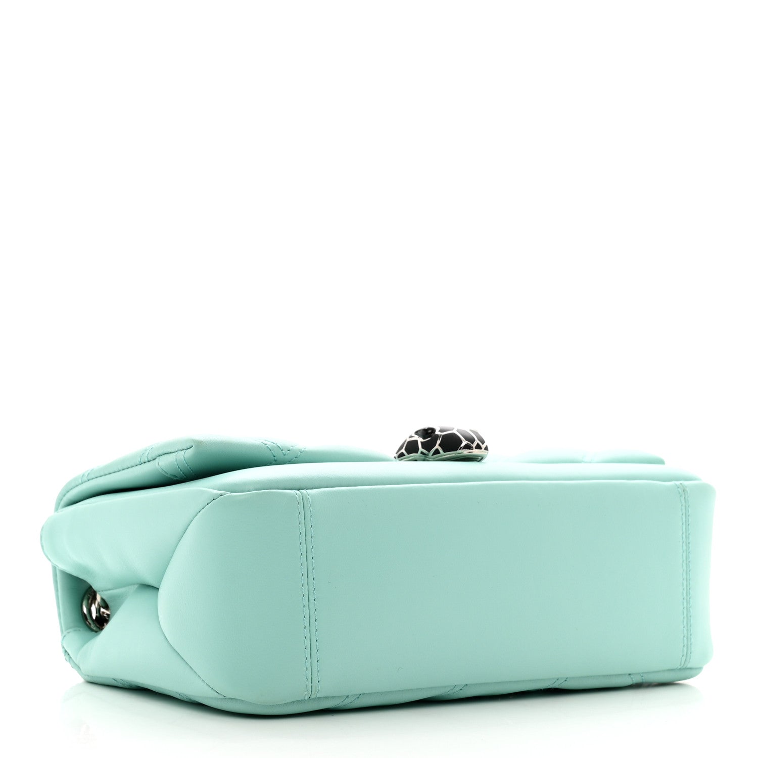 Bulgari Calfskin Matelasse Small Serpenti Cabochon Shoulder Bag Turquoise 4 of 9