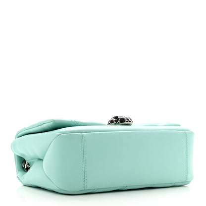 Bulgari Calfskin Matelasse Small Serpenti Cabochon Shoulder Bag Turquoise 4 of 9