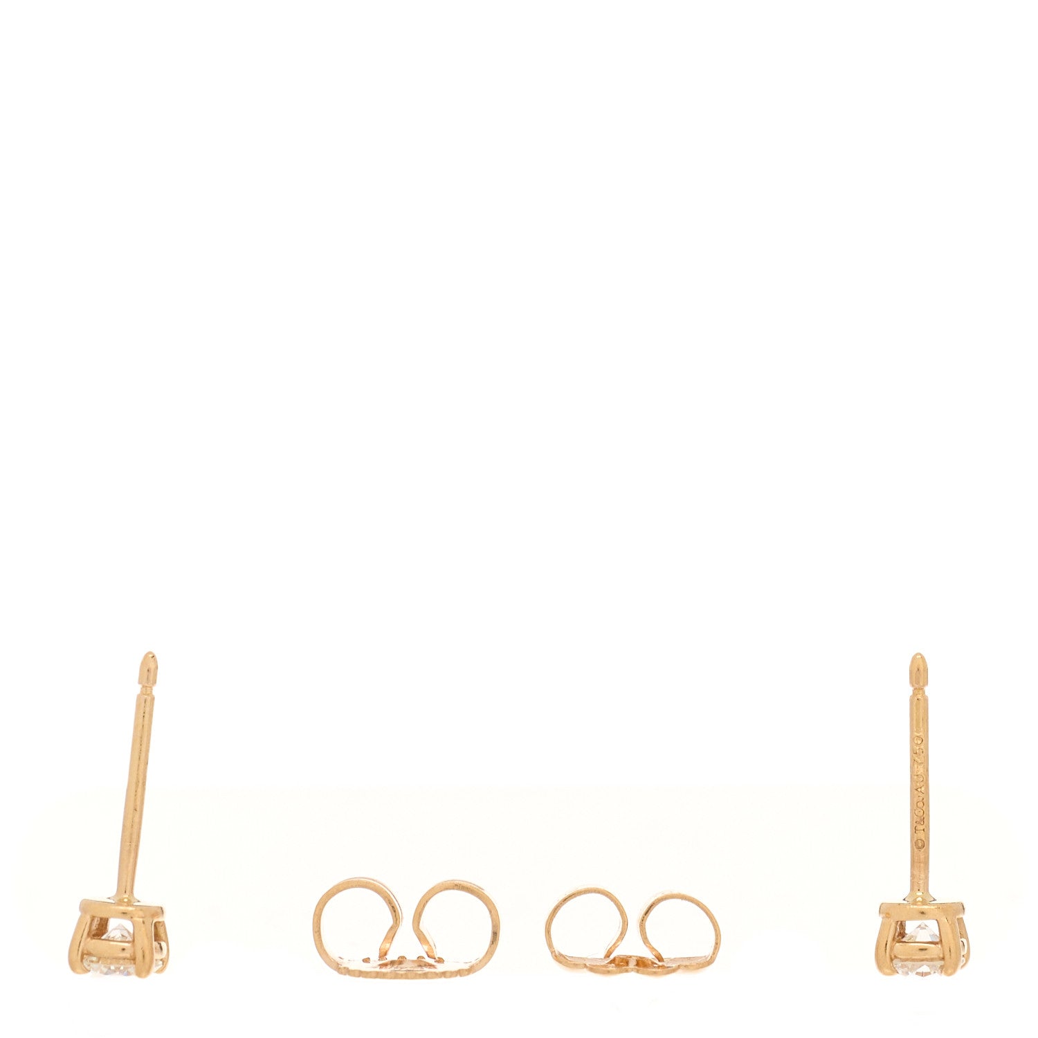 Tiffany 18K Rose Gold Diamond .22ctw Solitaire Earrings 3 of 5