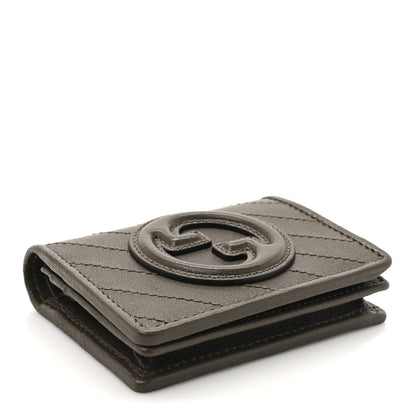 Gucci Sakai Be Green Calfskin Diagonal Stitched Blondie Card Case Wallet Craclet Brown 4 of 7