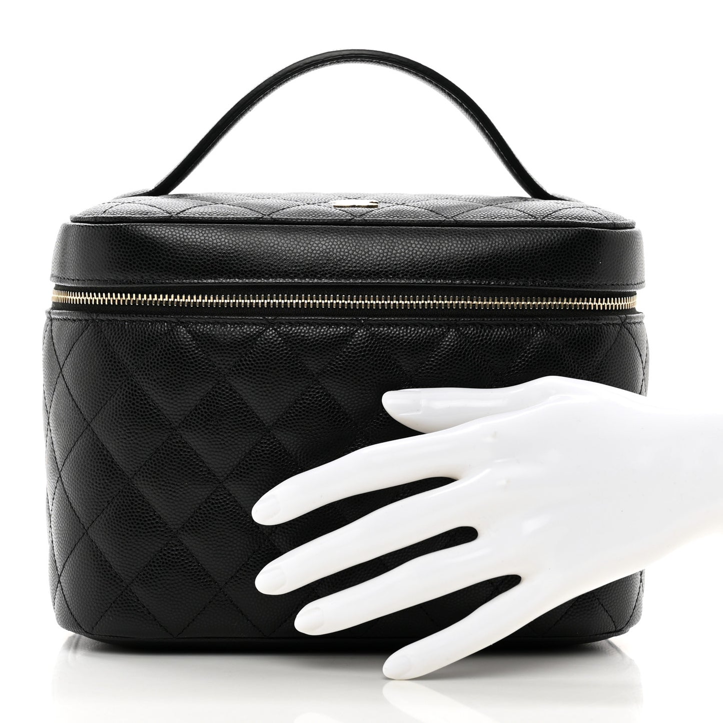 Caviar Quilted Large Vanity Pouch Black