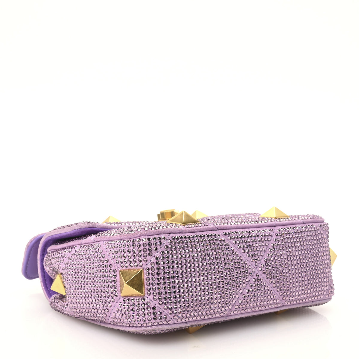 Crystal Suede Small Roman Stud Shoulder Bag Light Amethyst Glicine