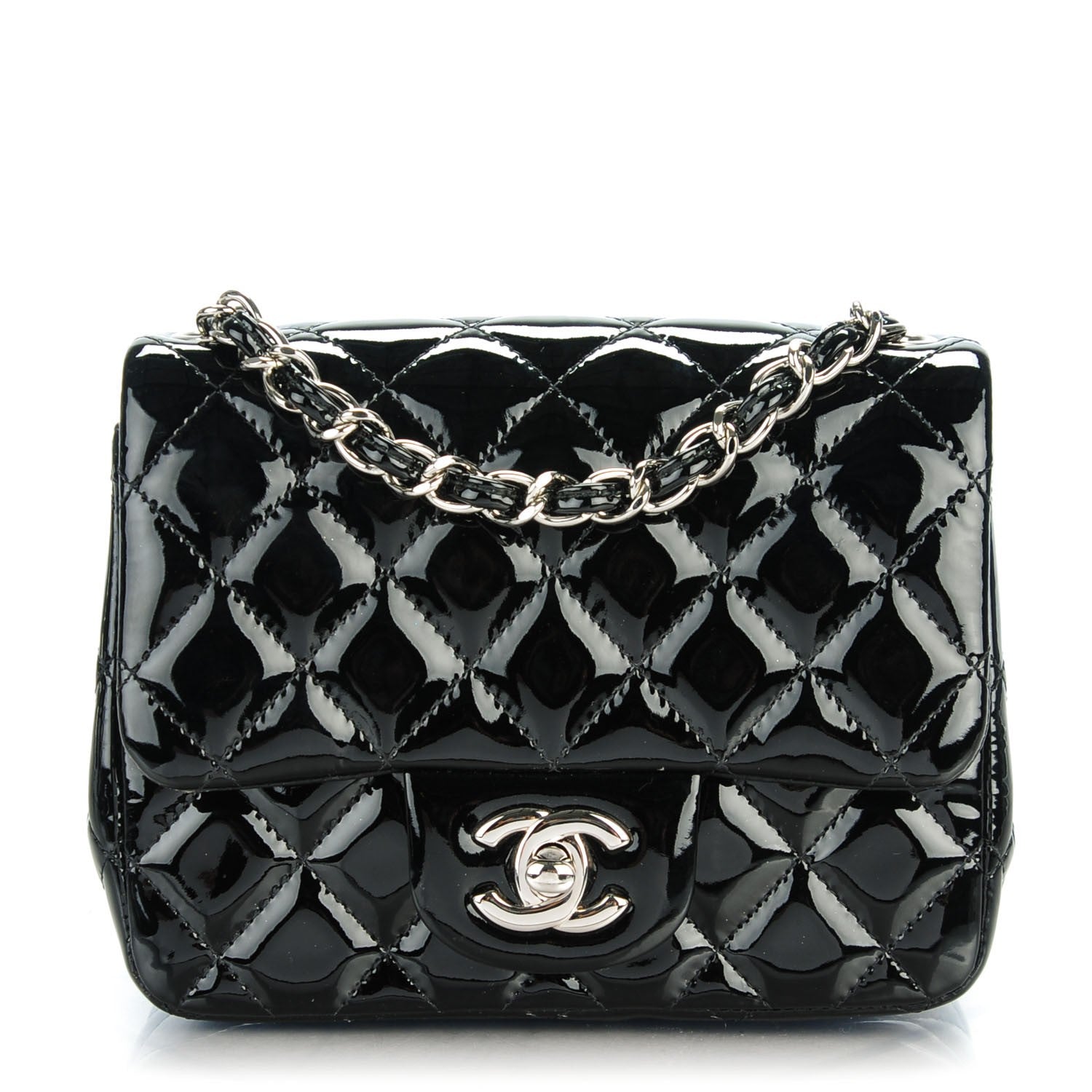 Chanel Patent Calfskin Quilted Mini Square Flap Black 1 of 8