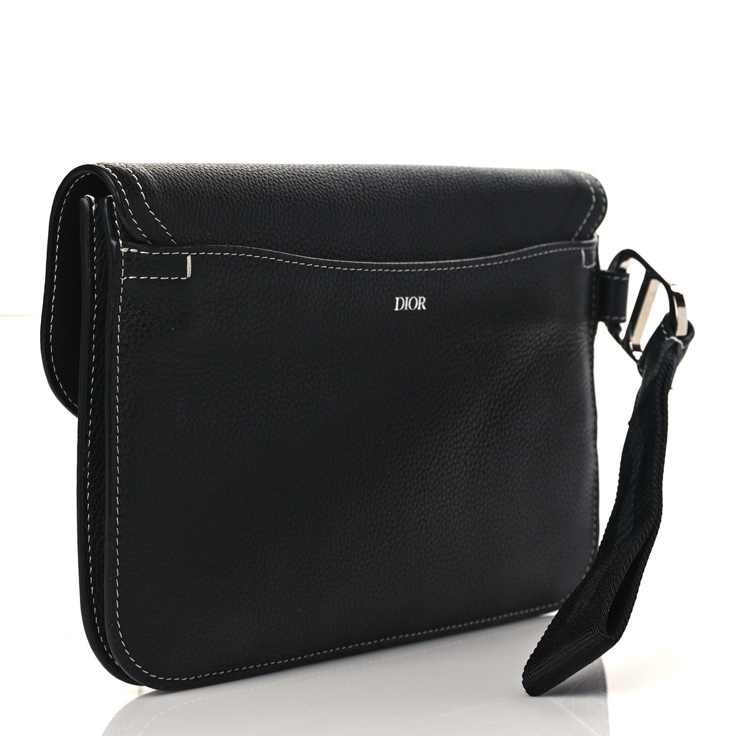 X KAWS Grained Calfskin Saddle Wristlet Black
