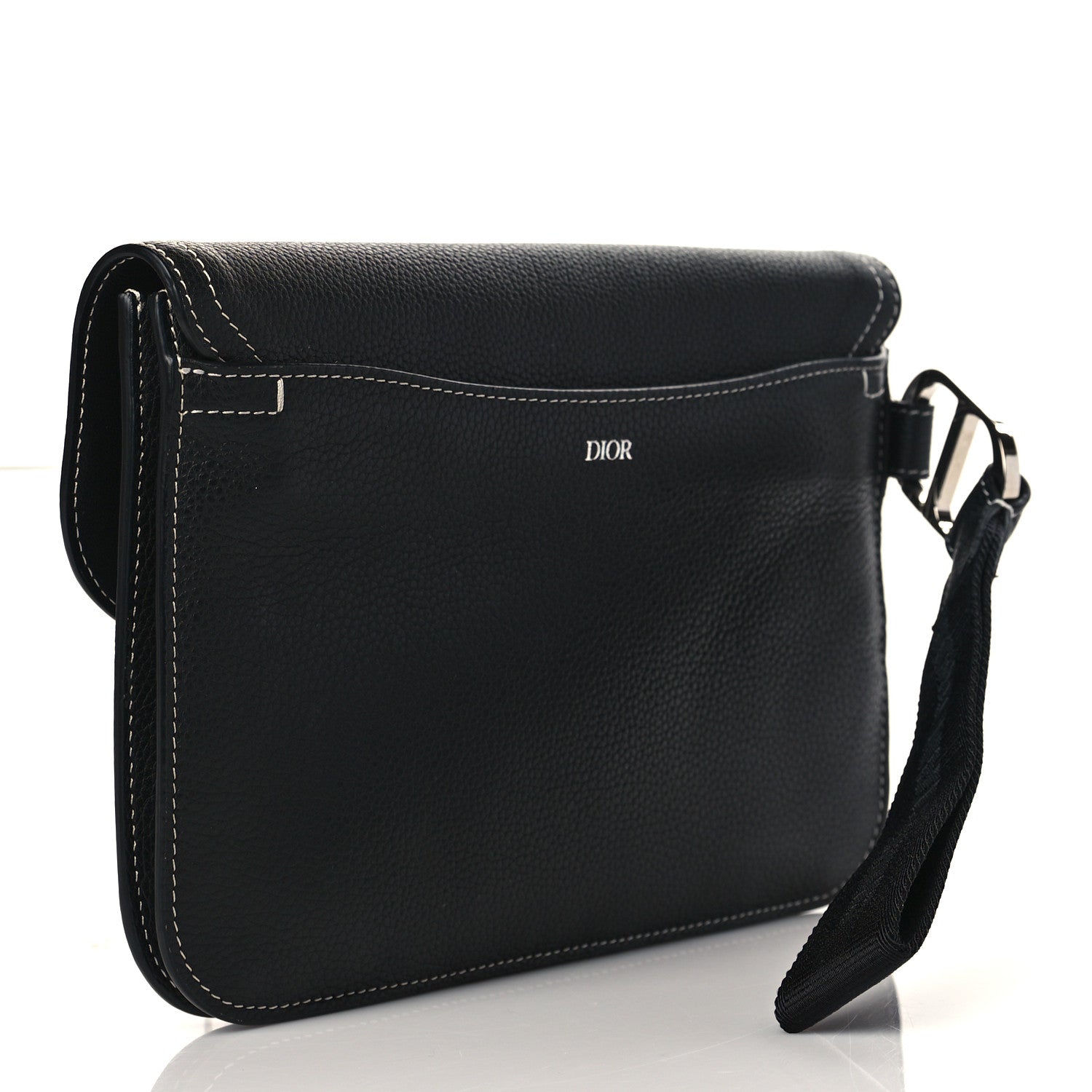 Christian Dior X KAWS Grained Calfskin Saddle Wristlet Black 2 of 9
