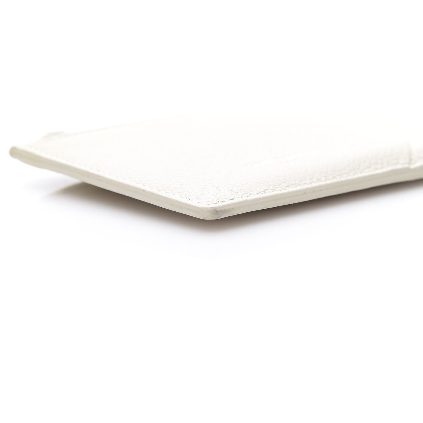 Grained Calfskin 5 Fragments Zip Pouch Card Holder White