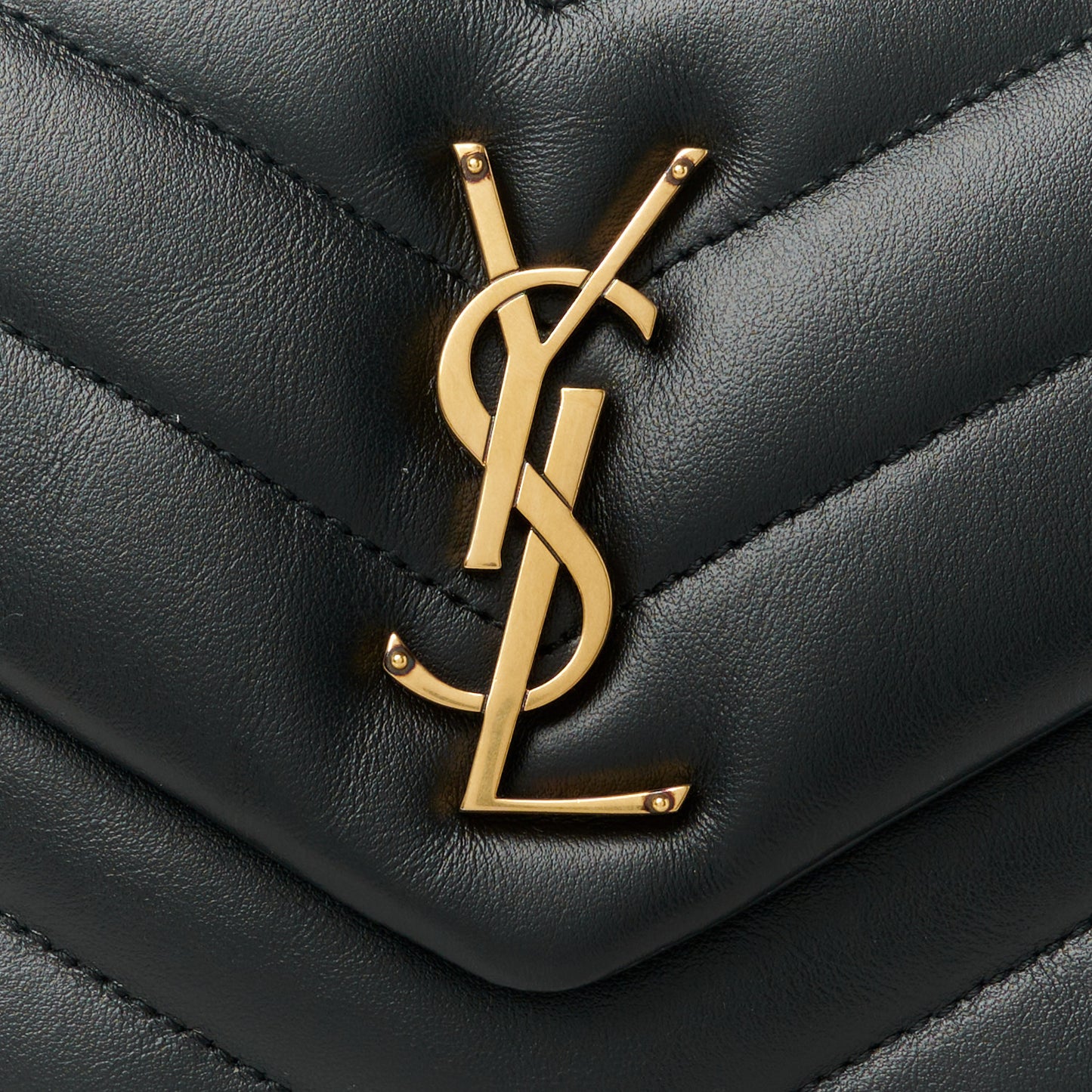 Calfskin Y Quilted Monogram Small Loulou Chain Satchel Black