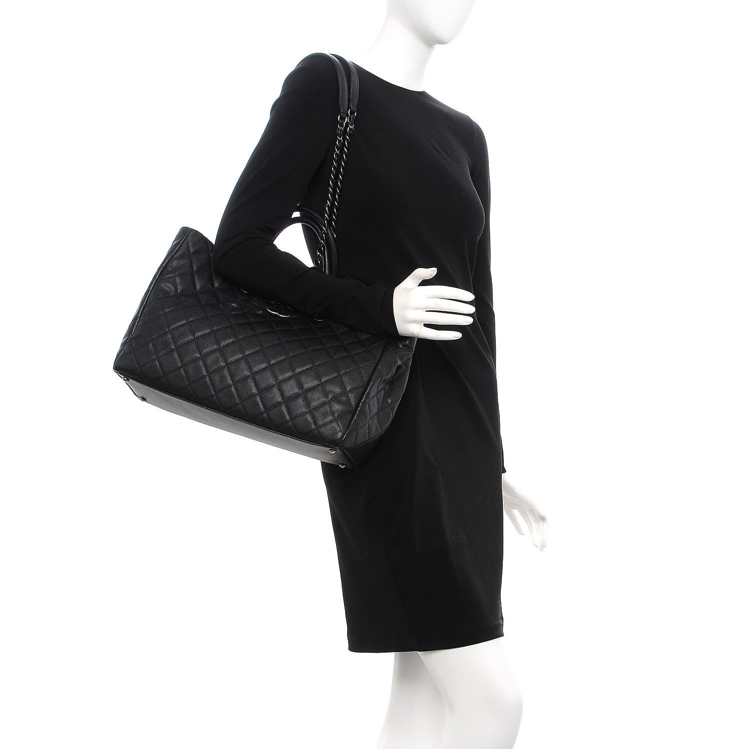 Chanel Caviar Quilted Large Coco Handle Shopping Tote Black 2 of 9