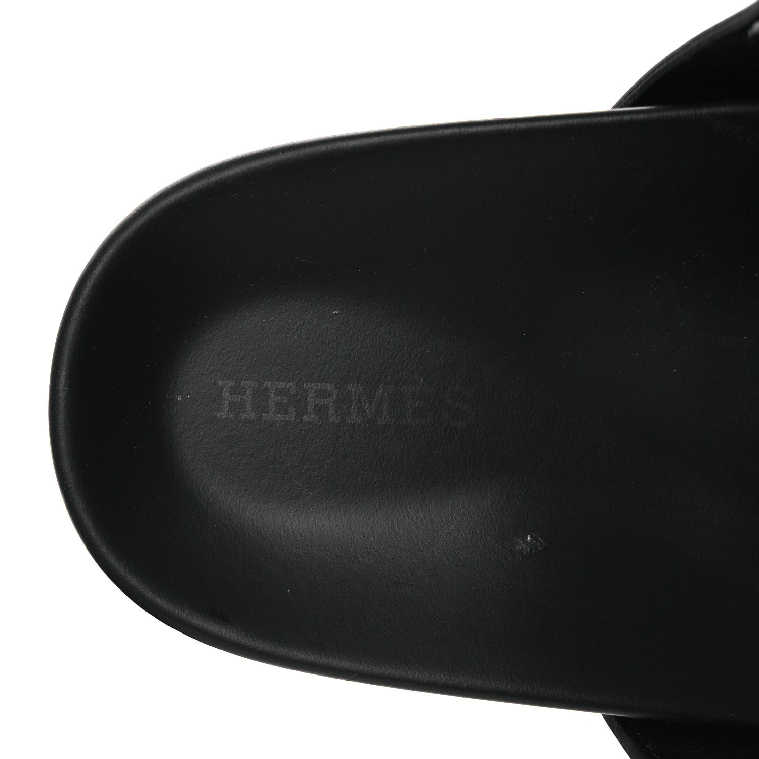 Hermes Calfskin Womens Chypre Sandals 37 Black 9 of 14