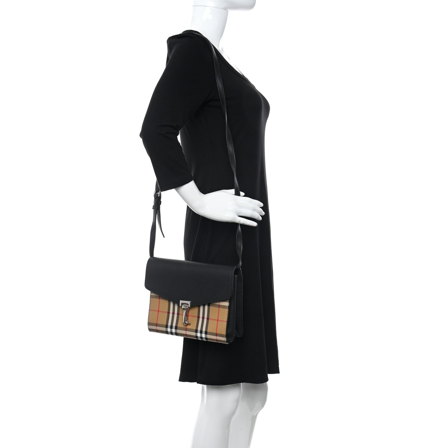 Burberry Derby Calfskin Vintage Check Small Macken Crossbody Bag Black 2 of 10