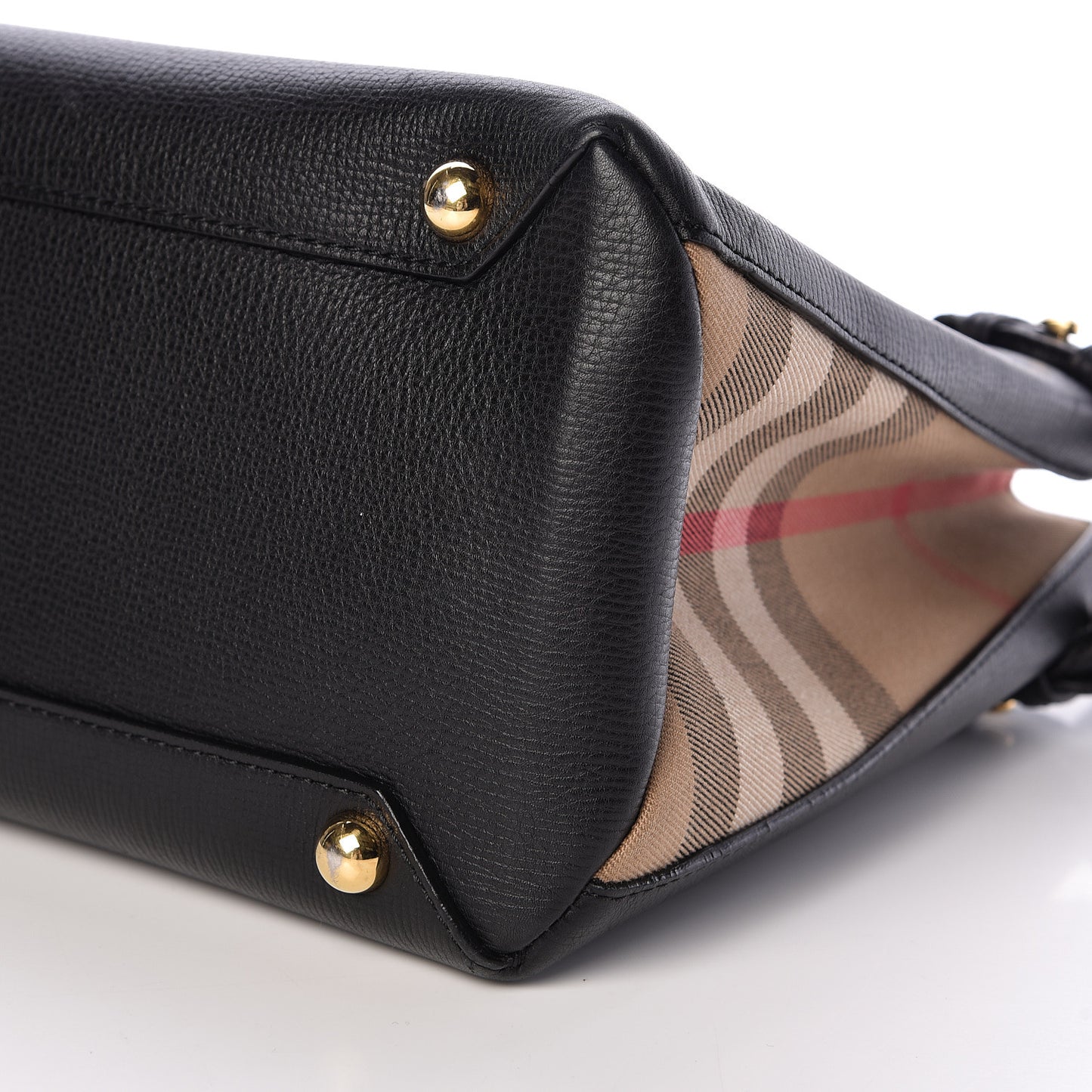 Grainy Calfskin House Check Medium Banner Tote Black