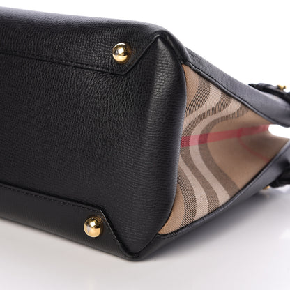 Burberry Grainy Calfskin House Check Medium Banner Tote Black 10 of 13