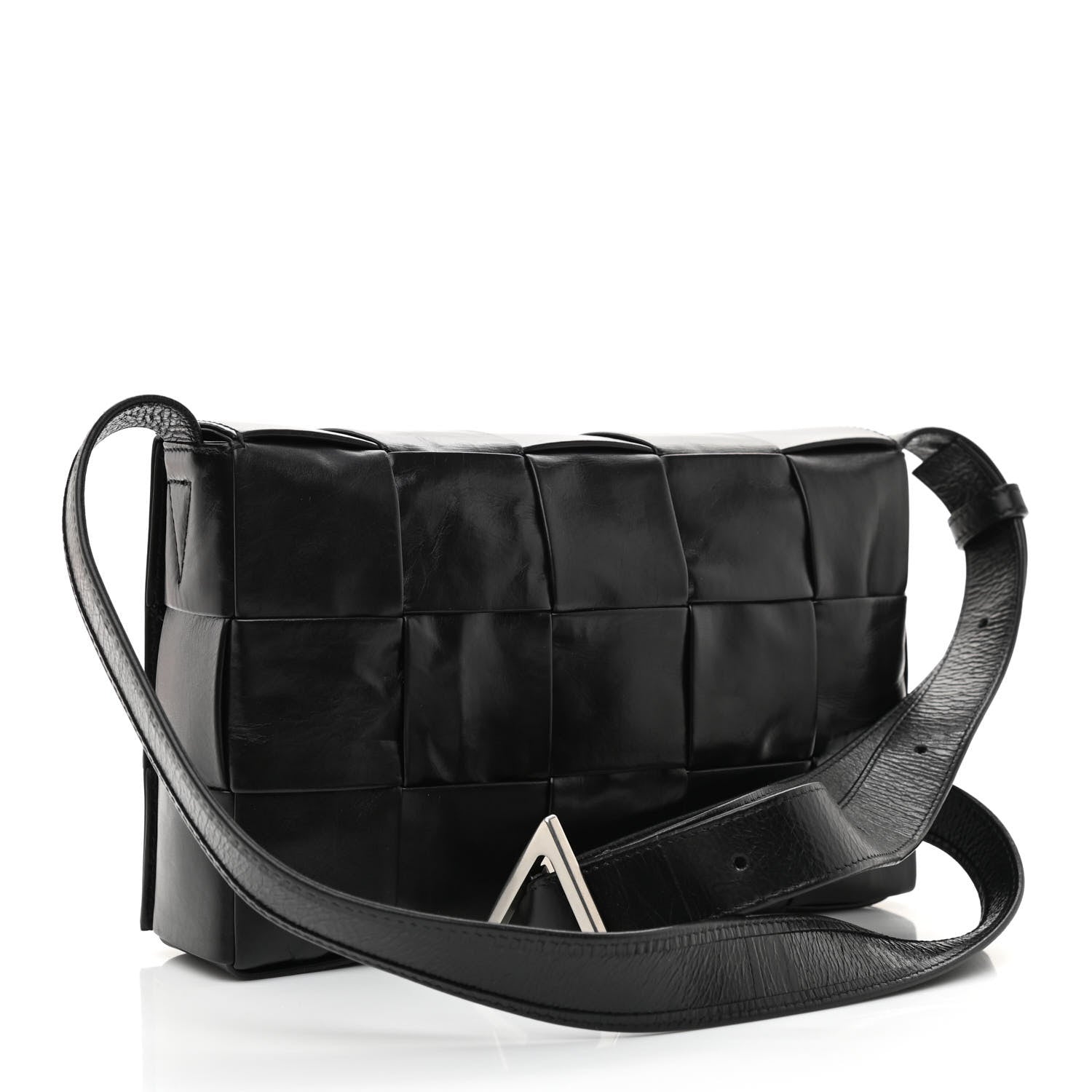 Bottega Veneta Paper Calfskin Maxi Intreccio Cassette Crossbody Bag Black 3 of 8