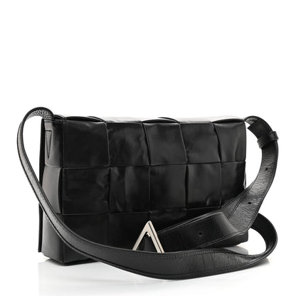Bottega Veneta Paper Calfskin Maxi Intreccio Cassette Crossbody Bag Black 3 of 8