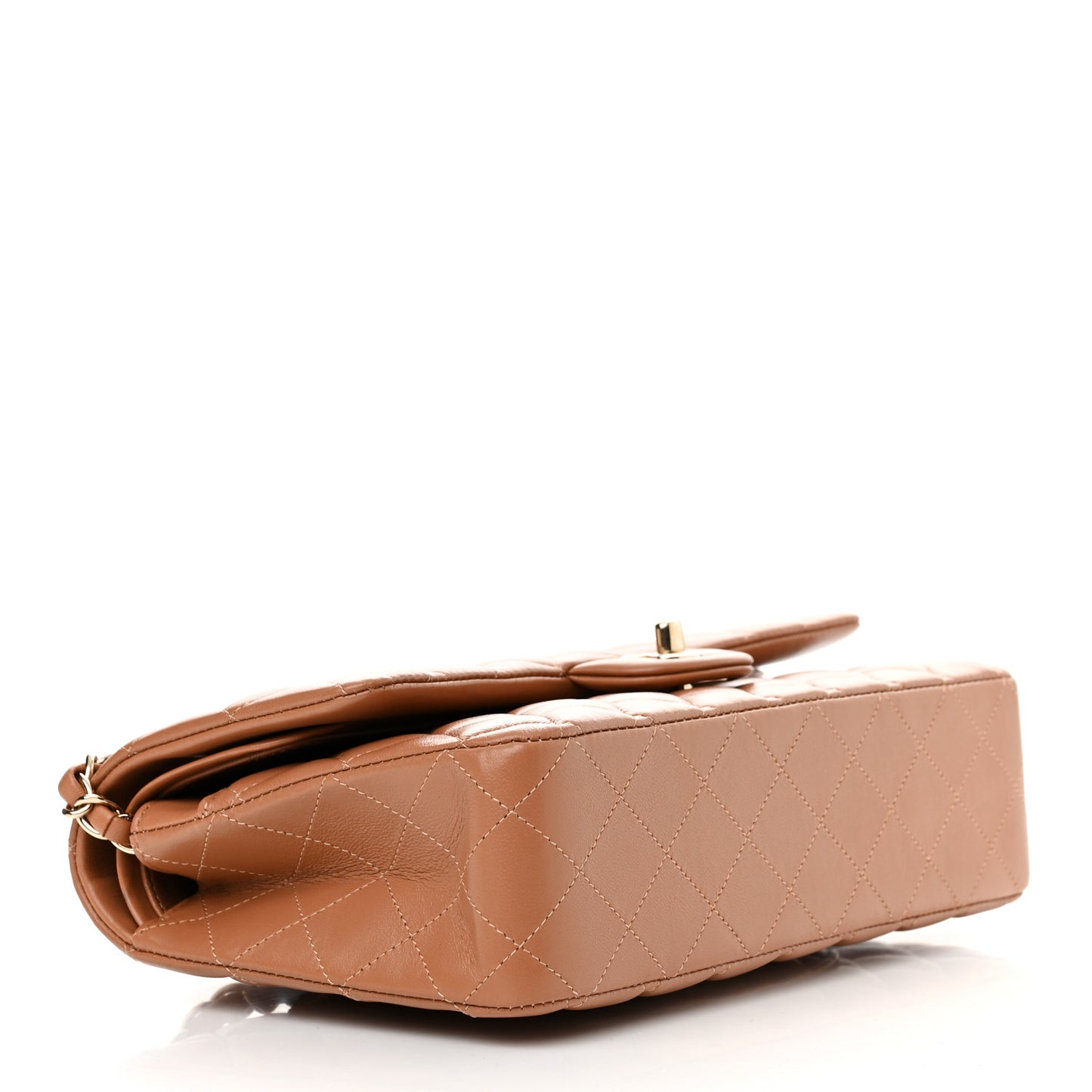 Lambskin Quilted Medium Double Flap Brown