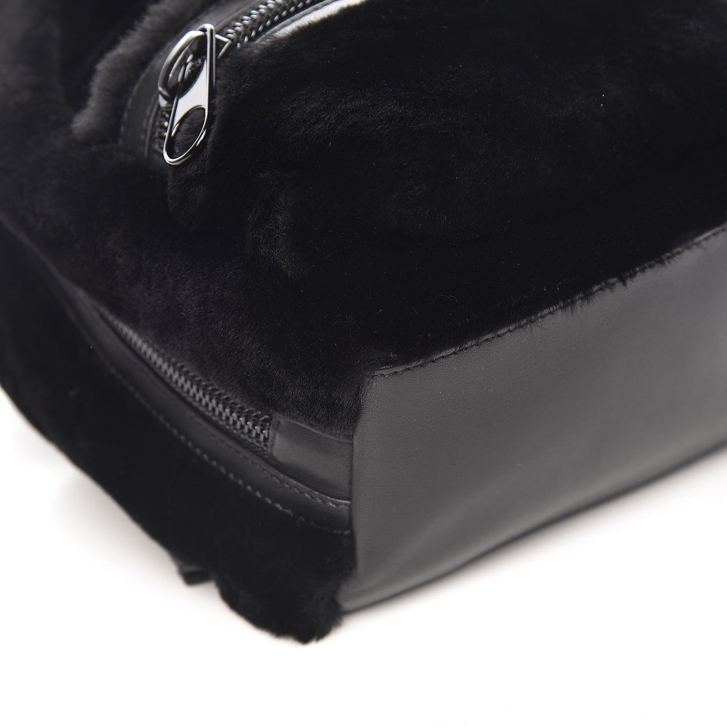 Shearling Rubberized Lambskin Backpack Black