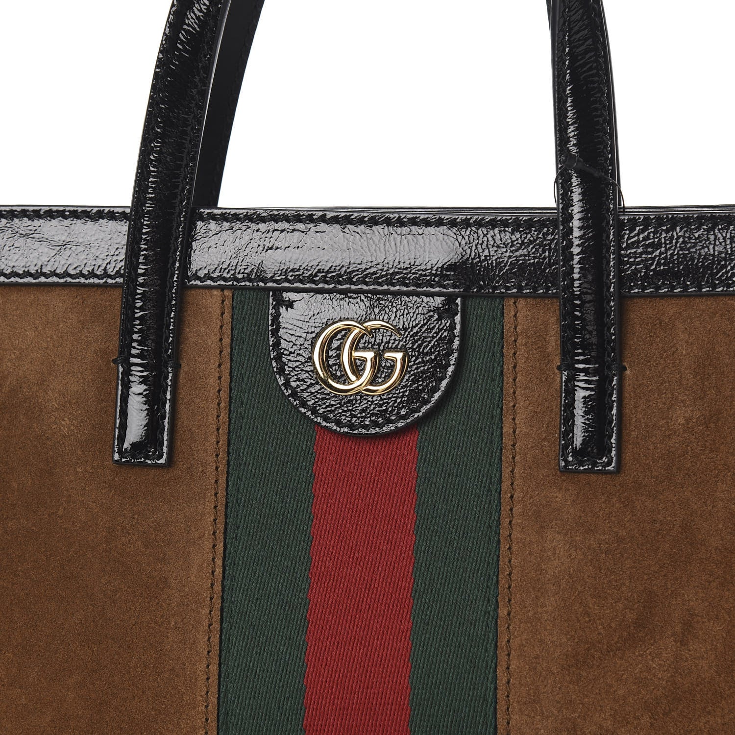 Gucci Suede Patent Web Ophidia Vertical Tote Nocciola Black 9 of 9