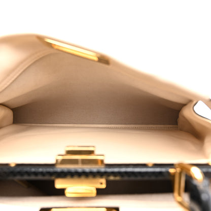 Fendi Vitello Seta Snakeskin Monster Eyes Medium Peekaboo Iconic Satchel  Amido Sand Black 12 of 57