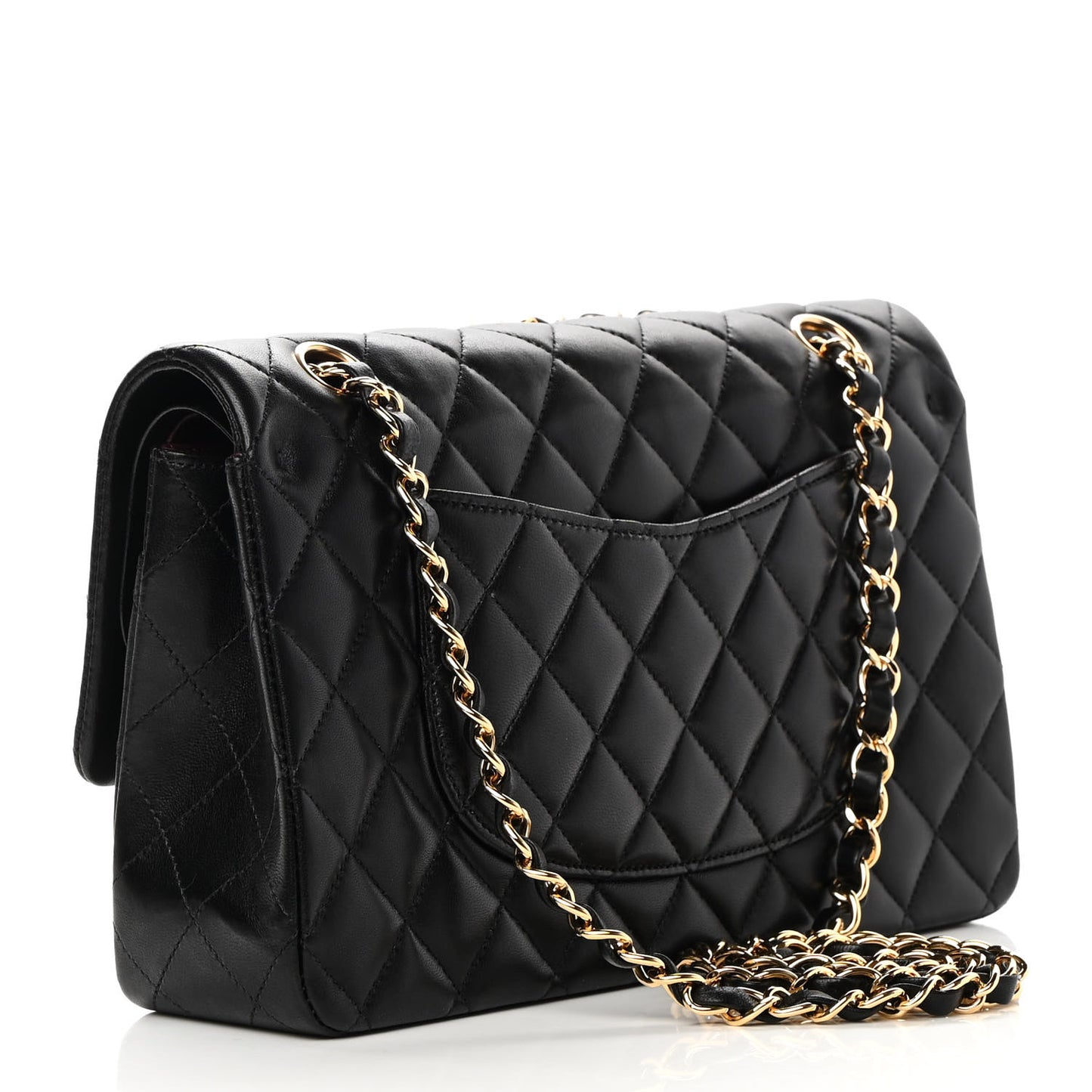 Lambskin Quilted Medium Double Flap Black