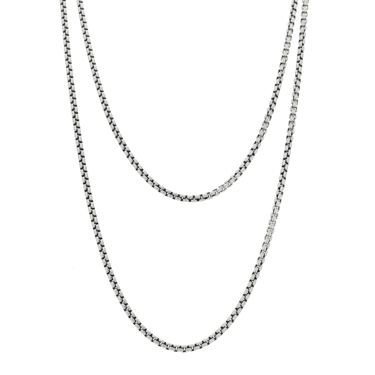 Sterling Silver 14K Yellow Gold 2.7mm Small Box Chain Necklace 32.5"