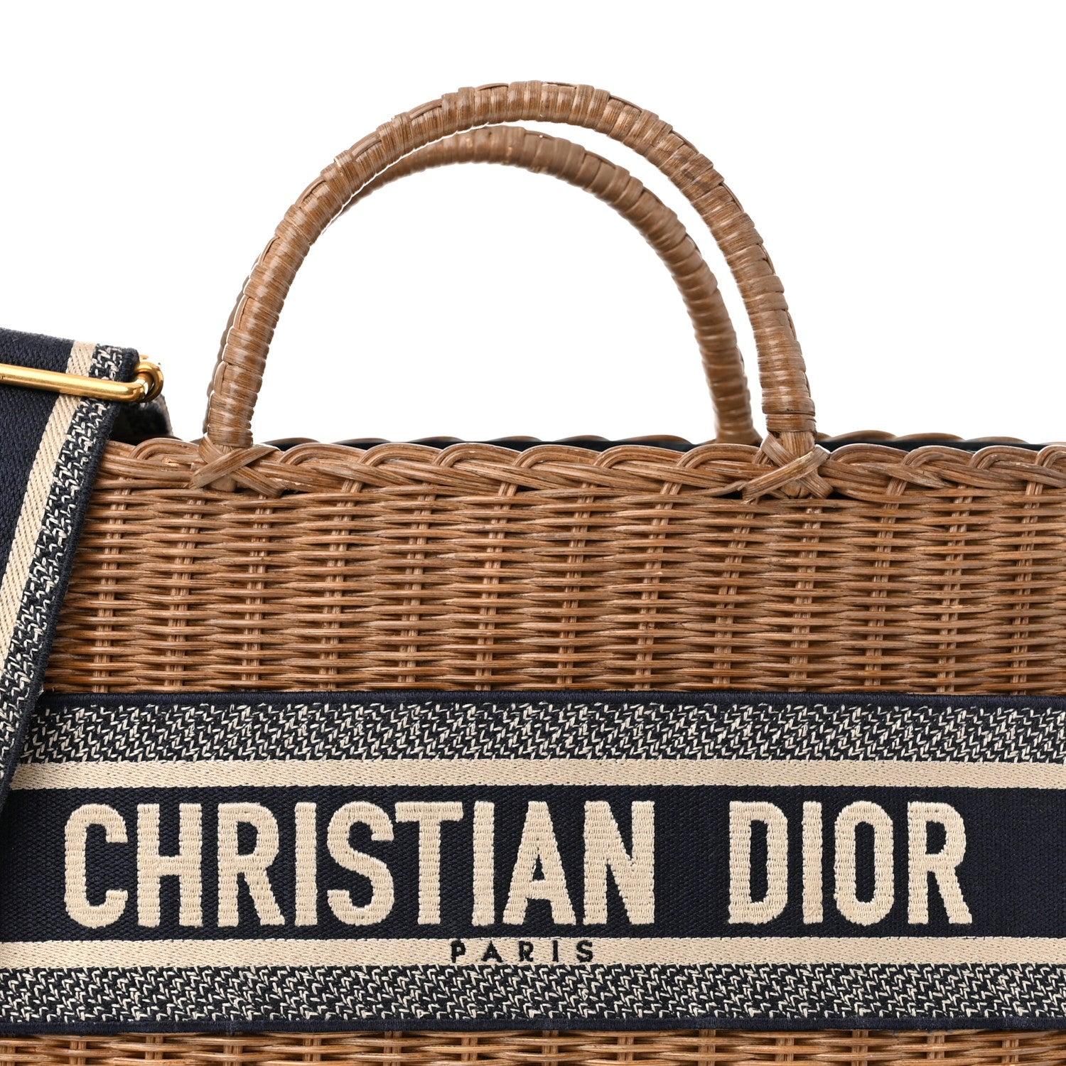 Christian Dior Wicker Oblique Basket Bag Blue 8 of 14