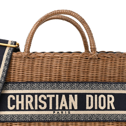 Christian Dior Wicker Oblique Basket Bag Blue 8 of 14