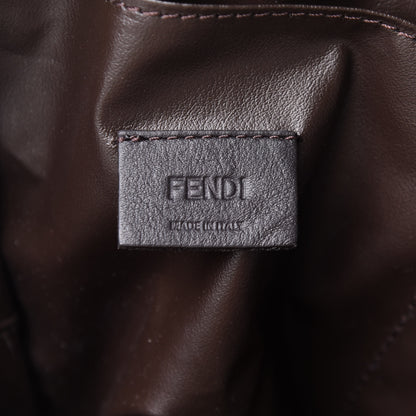 Fendi X SARAH COLEMAN Fabric Jacquard Vitello King FF Vertigo Medium Trapezoid Beauty Pouch Tobacco Moro Black 6 of 9