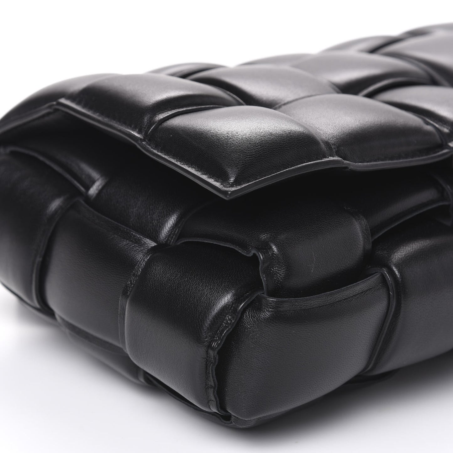 Nappa Maxi Intreccio Padded Cassette Crossbody Bag Black