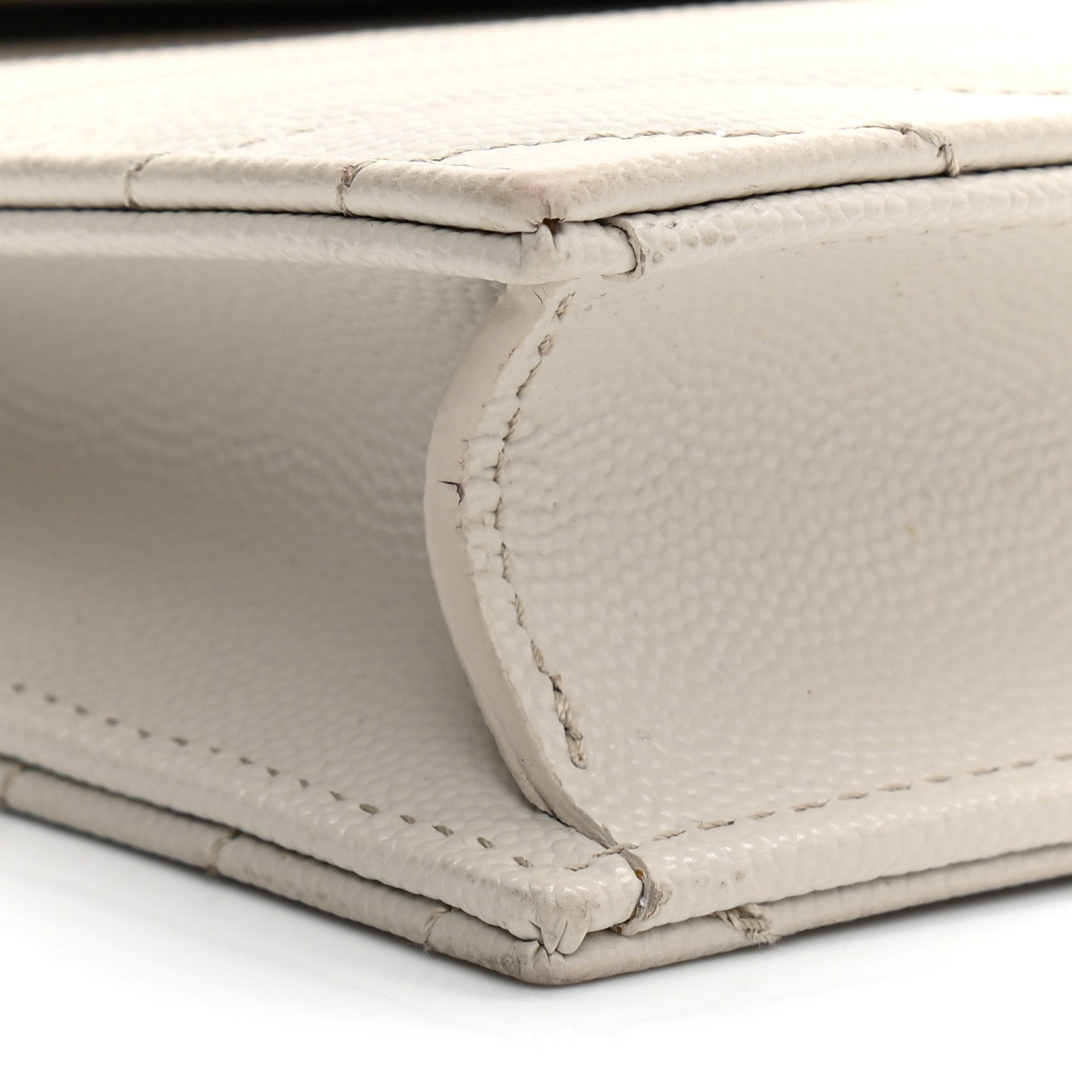 Saint Laurent Grain De Poudre Matelasse Chevron Monogram Envelope Chain Wallet Optical White 9 of 16