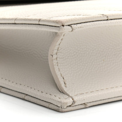 Saint Laurent Grain De Poudre Matelasse Chevron Monogram Envelope Chain Wallet Optical White 9 of 16