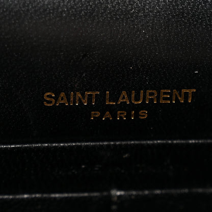 Saint Laurent Lambskin Matelasse Chevron Monogram Envelope Chain Wallet Black 6 of 12