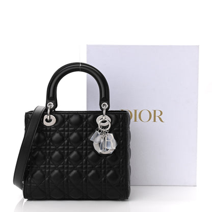 Christian Dior Lambskin Cannage Medium Lady Dior Black 10 of 10