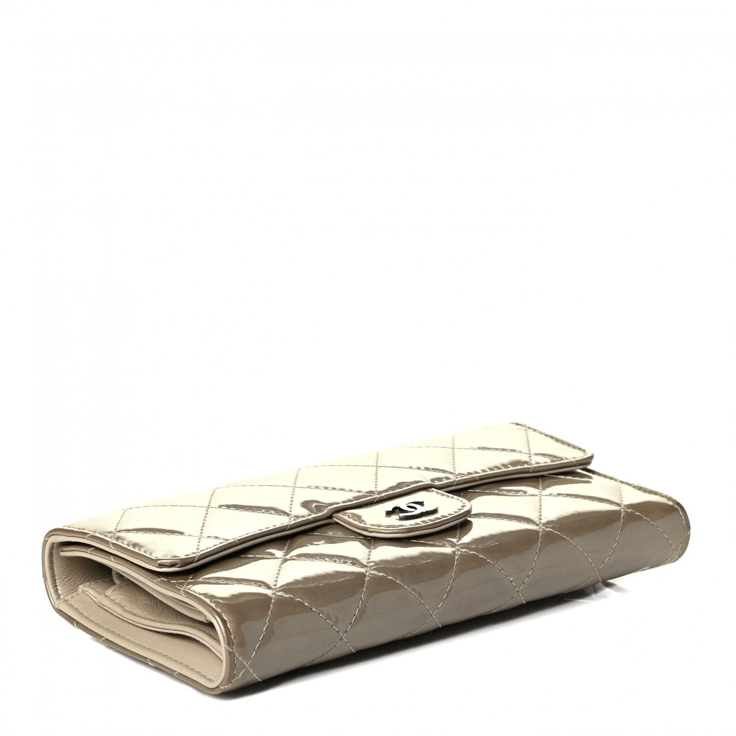 Chanel Patent Calfskin Quilted Large Flap Wallet Ivory 3 of 6