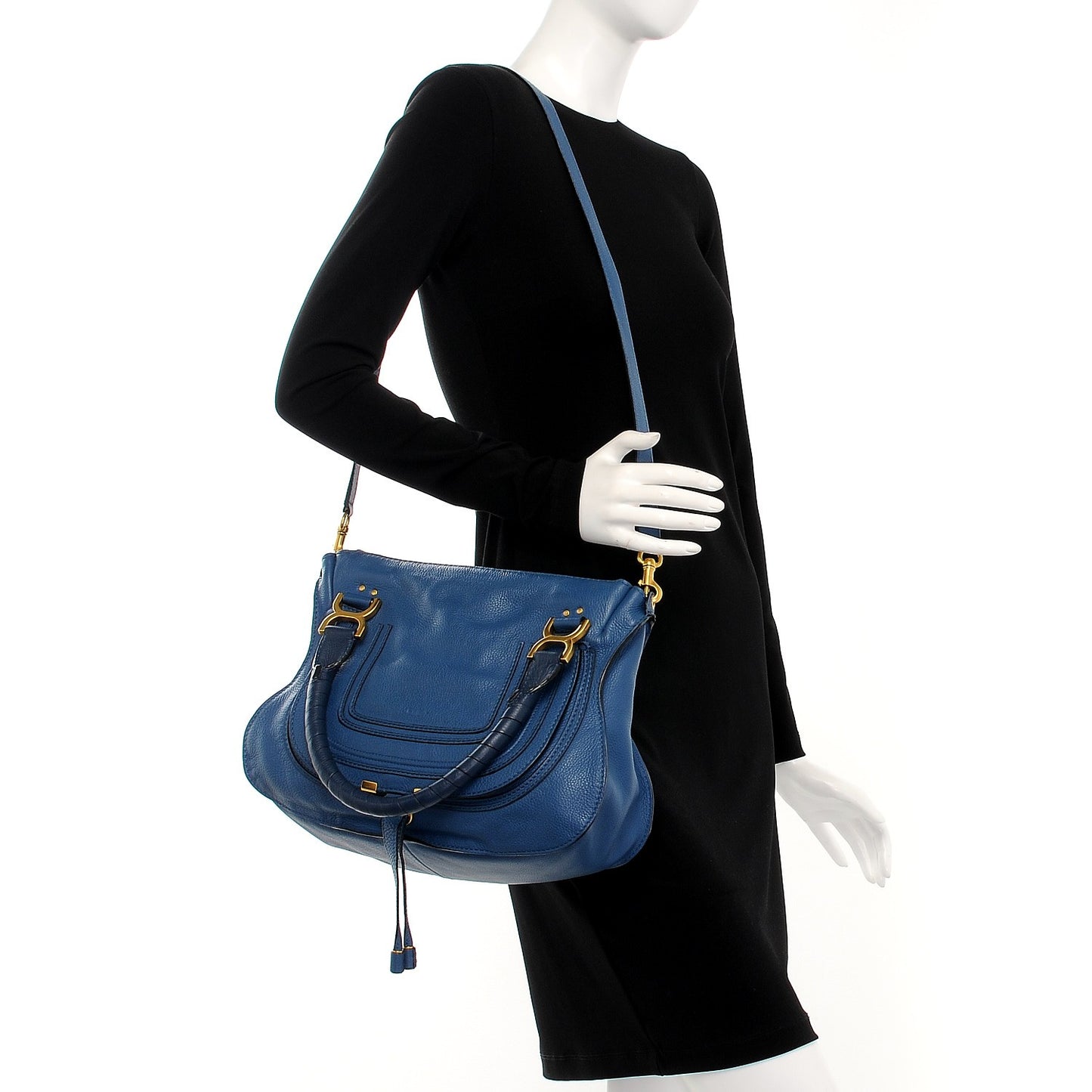 Calfskin Medium Marcie Satchel Factory Blue